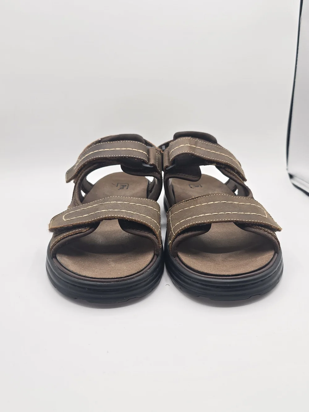 Propet Brown Men’s 10.5 Leather Strap Sandals Ortho Support Comfy Walking